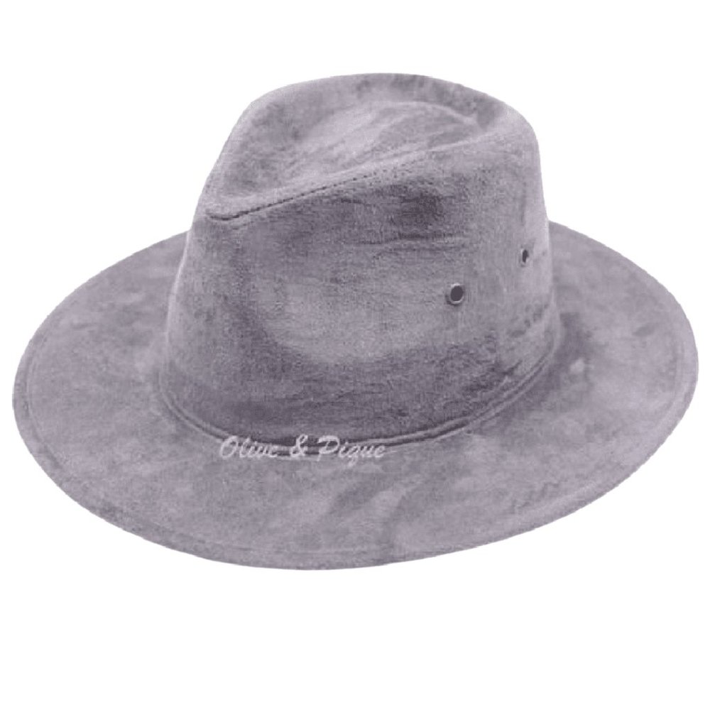 Touch of Class Grey Faux Suede Classic Panama Hat